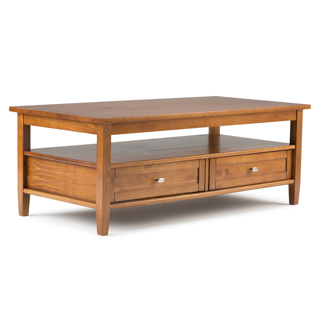 Warm Shaker SOLID WOOD 48 inch Wide Rectangle Transitional Coffee Table Simpli Home Color: Light Golden Brown