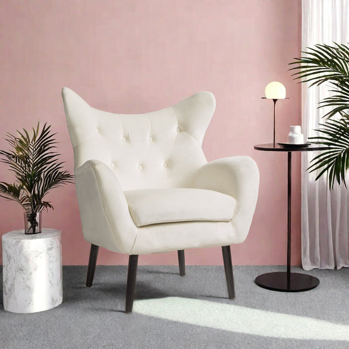 Danney 30'' Wide Tufted Velvet Wingback Chair House of Hampton® Fabric: Ivory Velvet