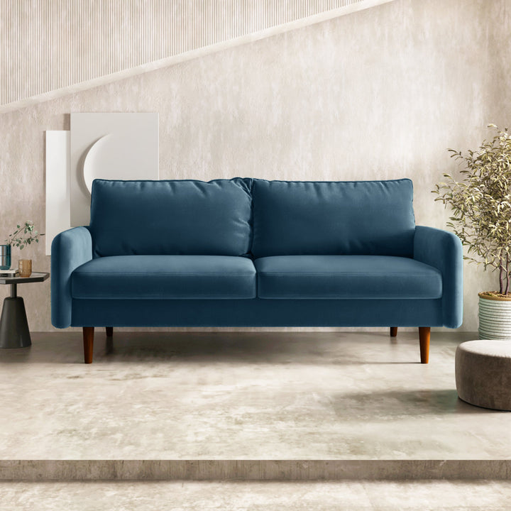 Anacapa 70" Velvet Round Arm Sofa Corrigan Studio® Fabric: Prussian Blue Velvet