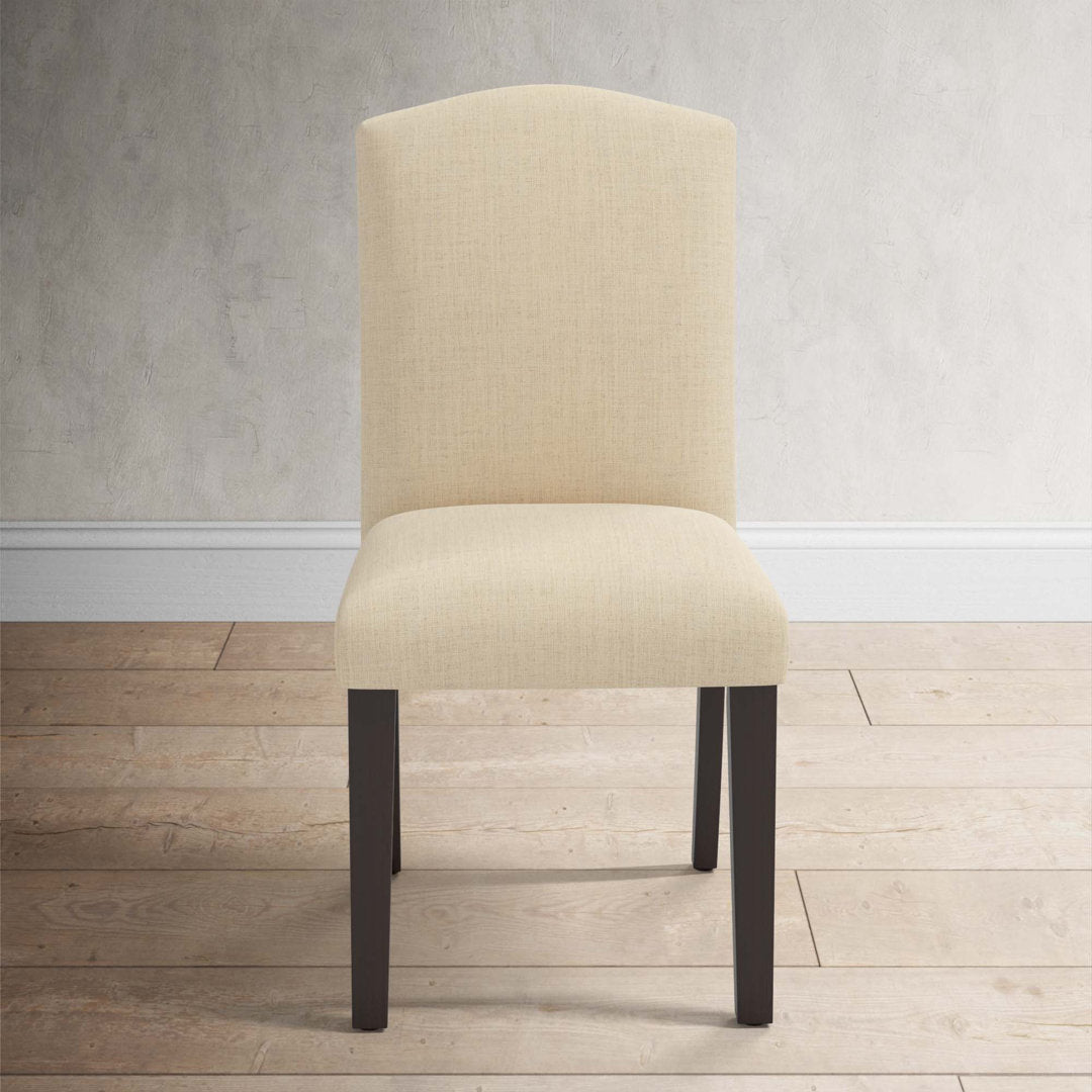 Estrela Upholstered Dining Chair Birch Lane™ Upholstery Color: Classic Navy Linen, Leg Color: Black Wood
