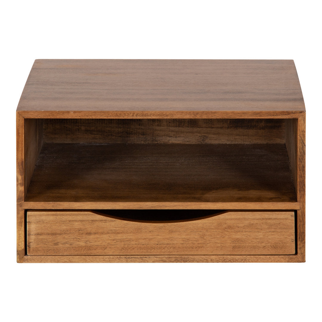 Adeana Poplar Solid Wood Floating Shelf with Drawer Wade Logan® Color/Finish: Rustic Brown