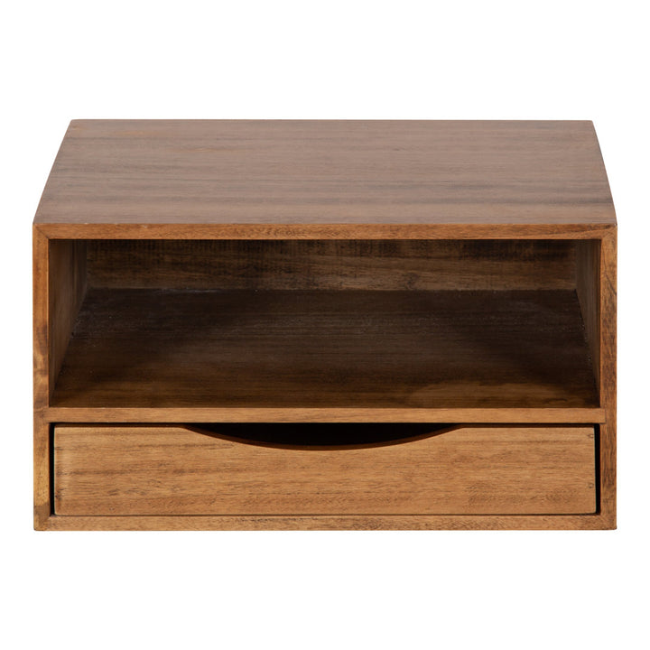 Adeana Poplar Solid Wood Floating Shelf with Drawer Wade Logan® Color/Finish: Rustic Brown