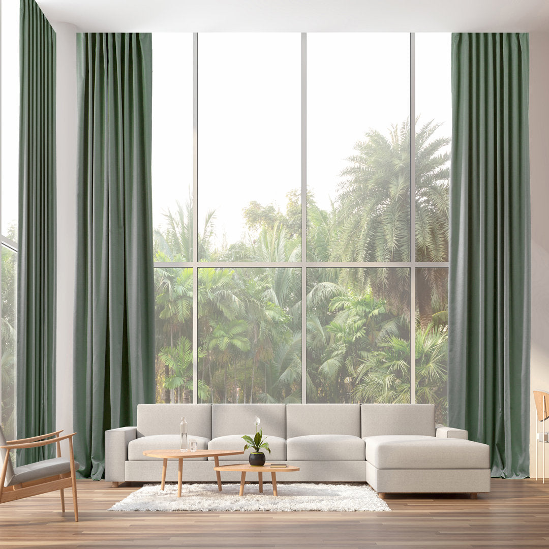 Extra wide x Extra Long Custom Made Decorative Single Panel Lilijan Home & Curtain Curtain Color: Leaf Green Size per Panel: 100" W x 204" L