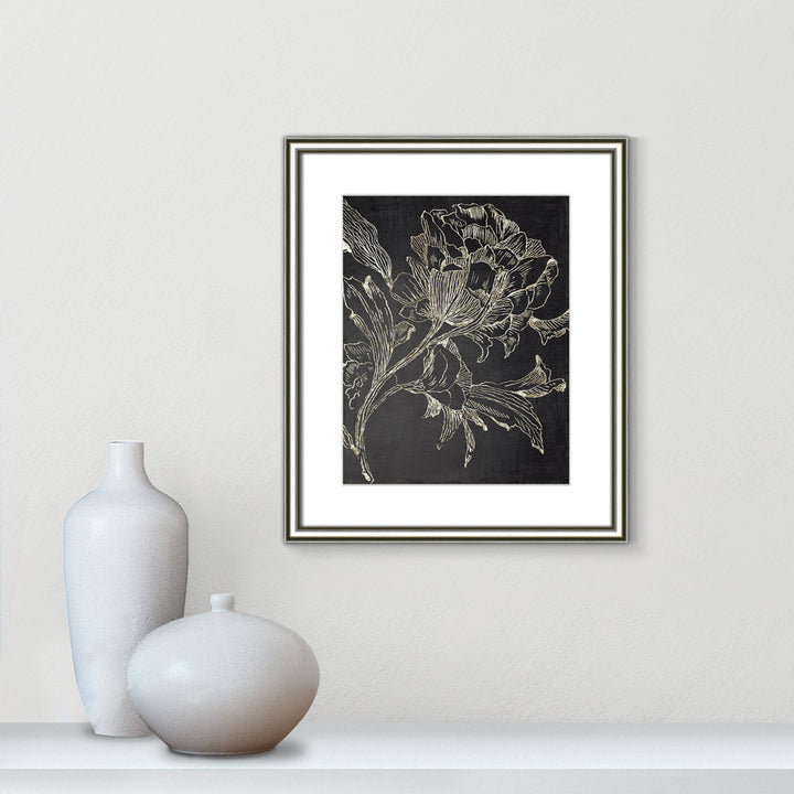Golden Flower Folklore I by Asia Jensen - Picture Frame Graphic Art Print Joss & Main Size: 20.25" H x 17.25" W Format: Silver Framed
