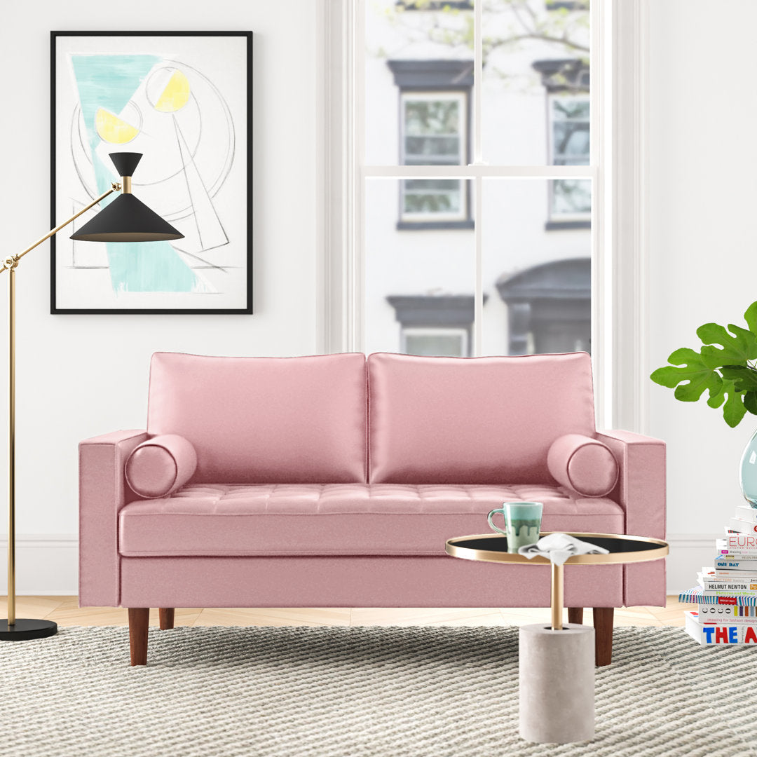 Ashfaq 57.8" Velvet Square Arm Loveseat Wade Logan® Fabric: Polyester Tea Rose