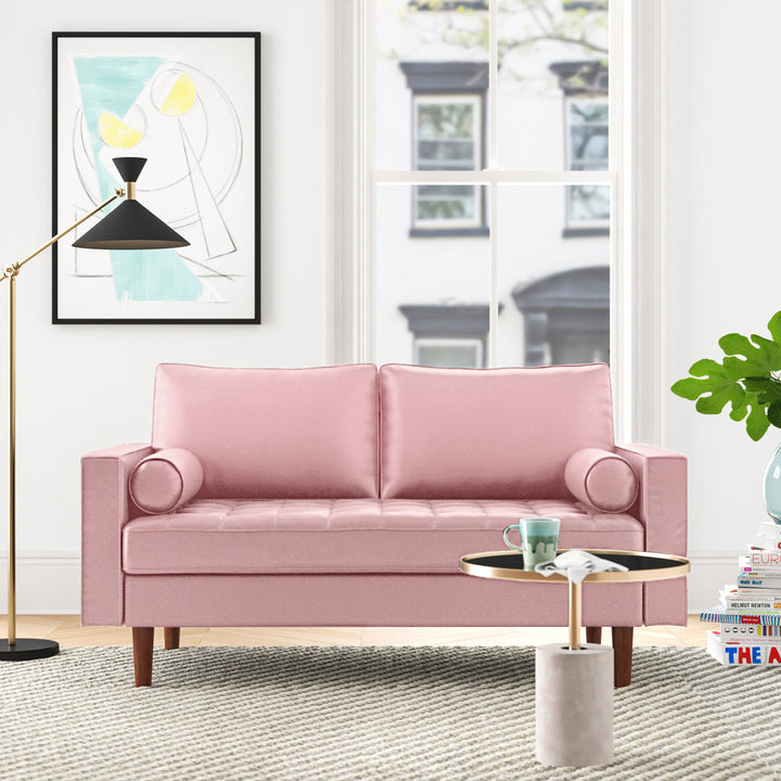 Ashfaq 57.8" Velvet Square Arm Loveseat Wade Logan® Fabric: Polyester Tea Rose