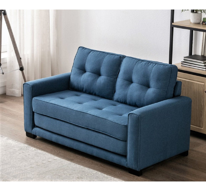 Lizeth 58" Linen Square Arm Sofa Bed Ebern Designs Upholstery: Ocean Blue