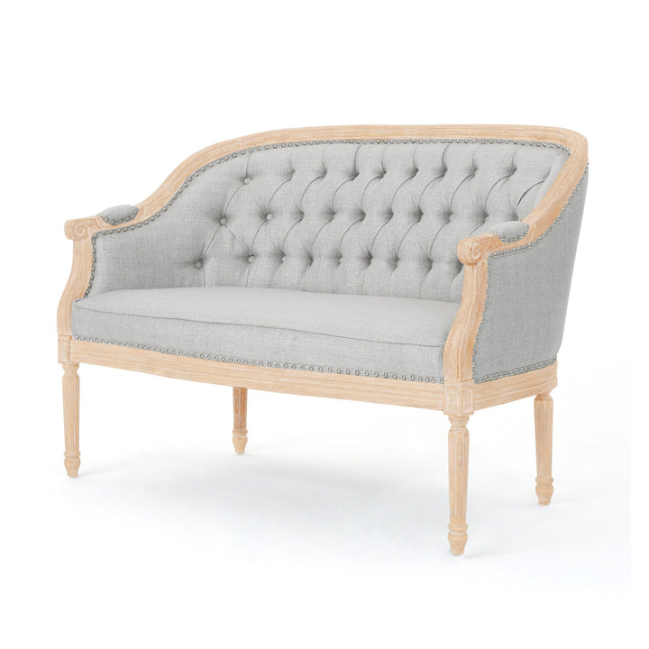 Atenea 49.5'' Upholstered & Birch Wood Loveseat August Grove® Upholstery Color: Light Gray