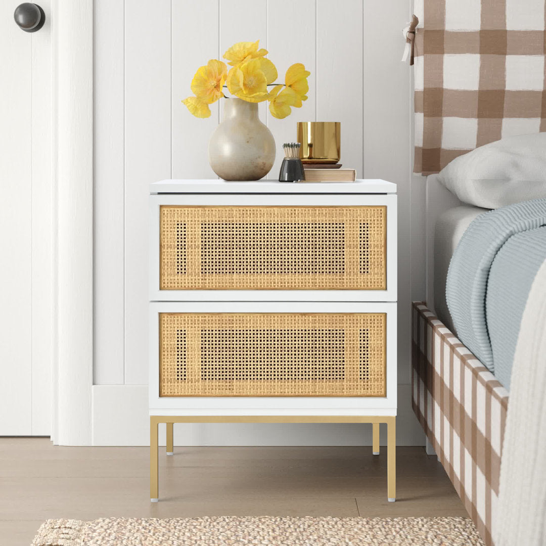 Prudhoe 2 Drawer Solid Wood Nightstand Sand & Stable™ Color: Gold/White