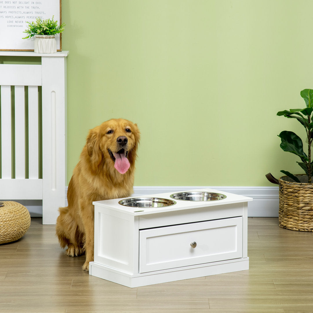 Bowls for Large Dogs Elevated Feeder Pawhut Color: White