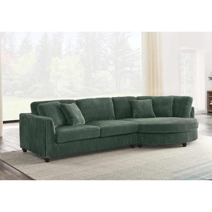 Atossa 123.5" Wide Sofa & Chaise Wade Logan® Upholstery Color: Dark Green Orientation: Right Hand Facing
