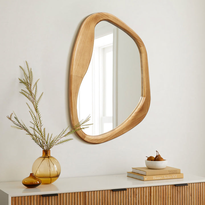 Asymmetrical Pine Wood Frame Wall Mirror Wade Logan®
