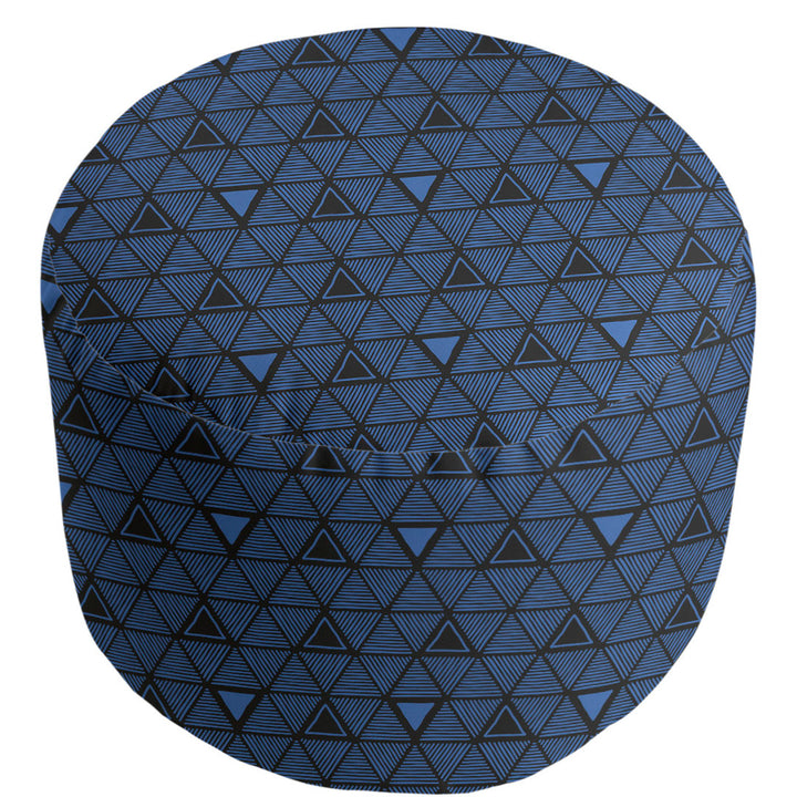 Full Color Hand Drawn Triangles Pouf East Urban Home Upholstery Color: Dark Blue