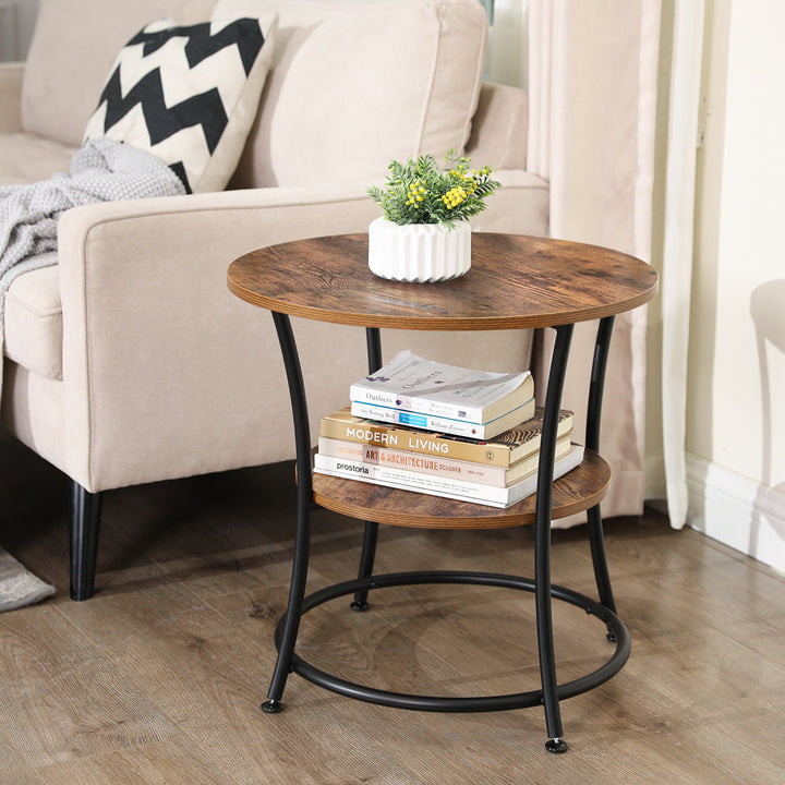 Rolande End Table with Storage Millwood Pines Table Top Color: Rustic Brown
