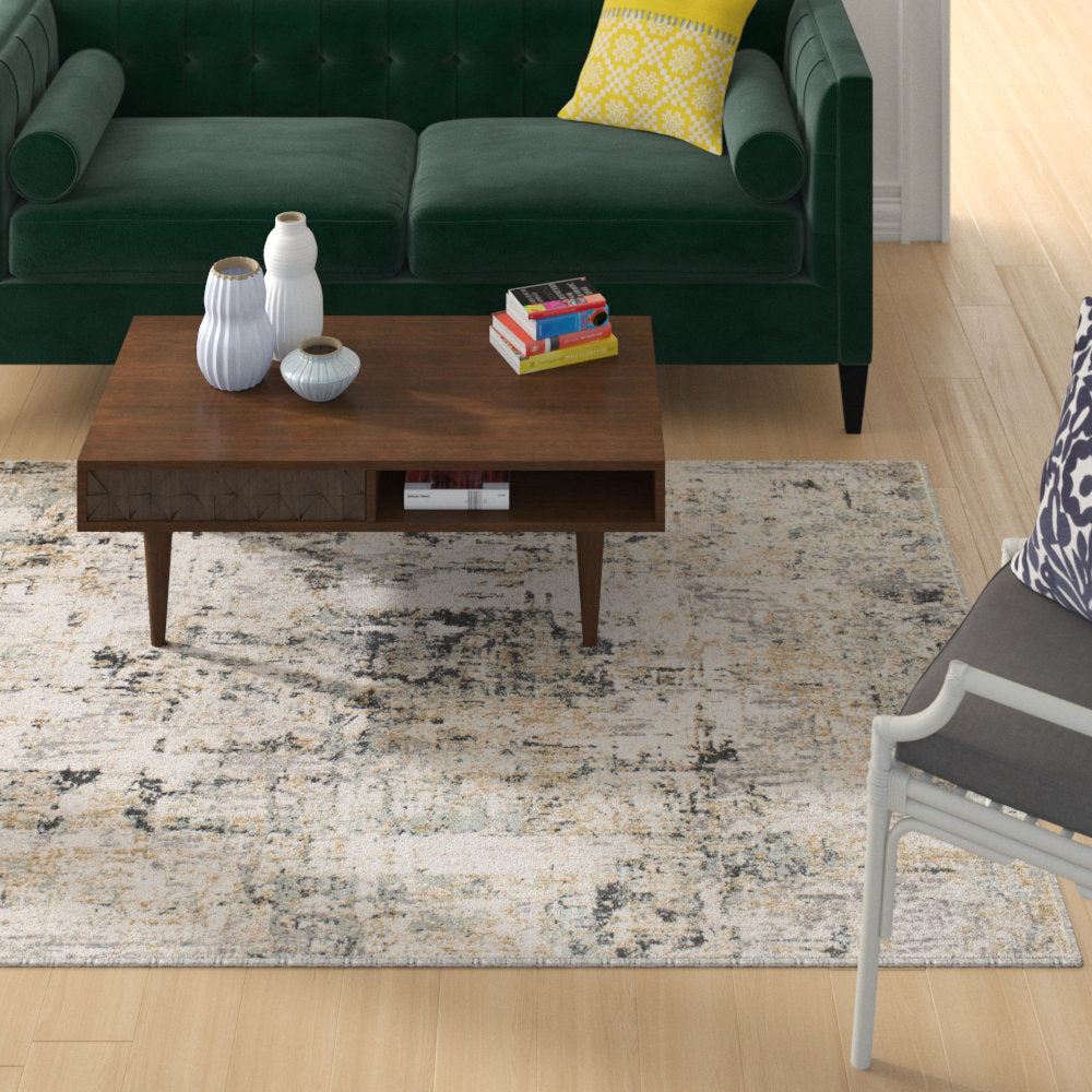 Maddux Abstract Machine Woven Gray/White/Tan Area Rug Trent Austin Design® Rug Size: Rectangle 7'10" x 10'3"