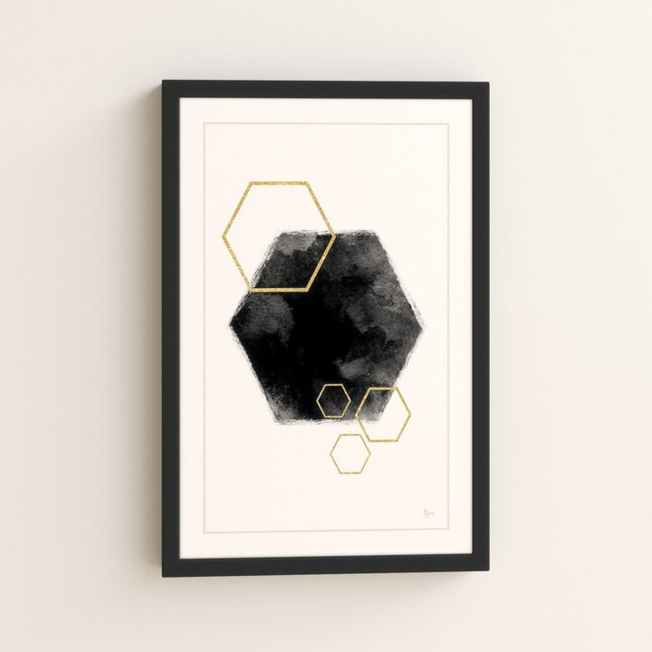 Black Hole Hexagon by Eyre Tarney Picture Frame  Print Etta Avenue™ Teen Size: 18" H x 12" W x 1.5" D