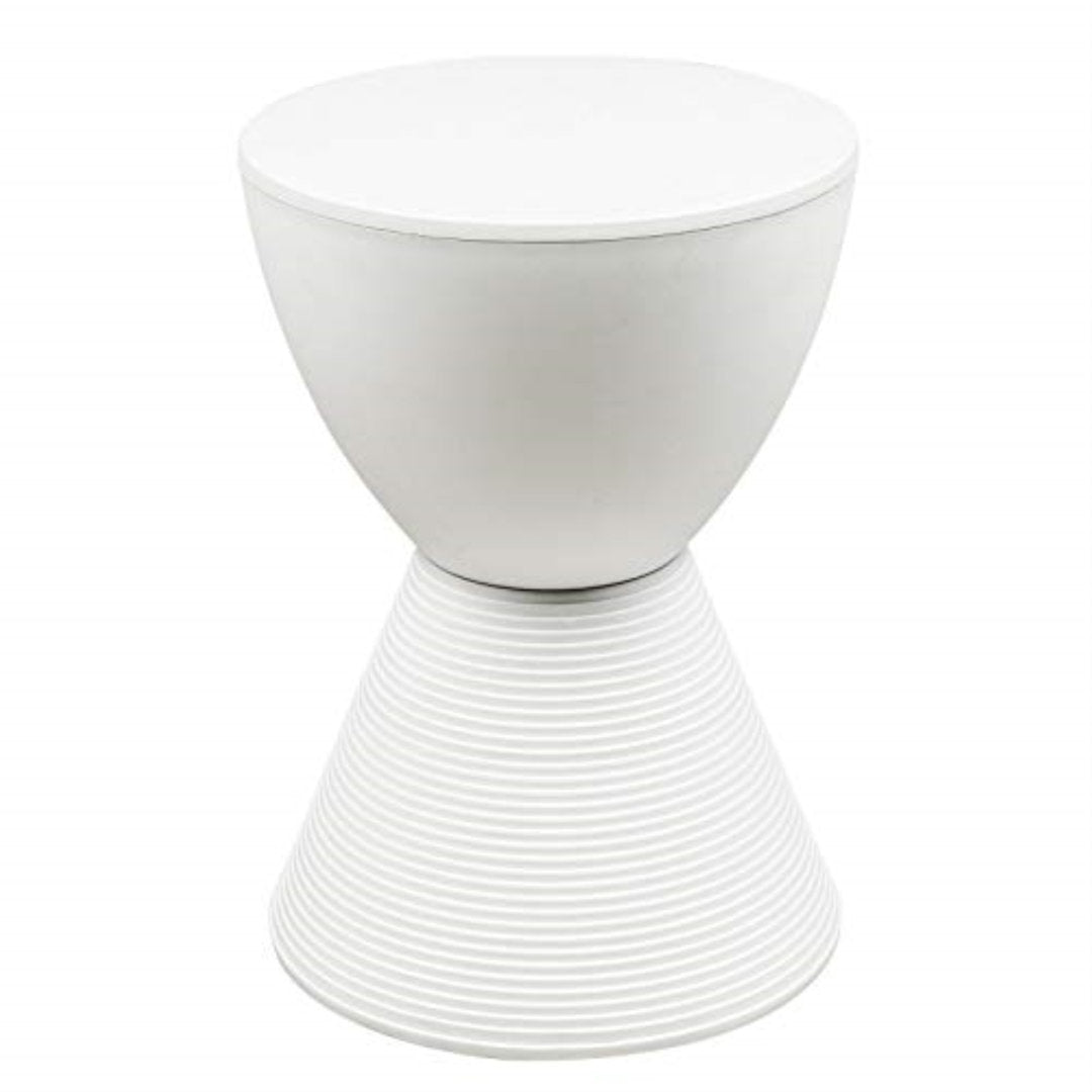 Durant Reversible Drum End Table with Storage – No Assembly Lightweight Accent Side Table for Indoor & Outdoor Use AllModern Color: White