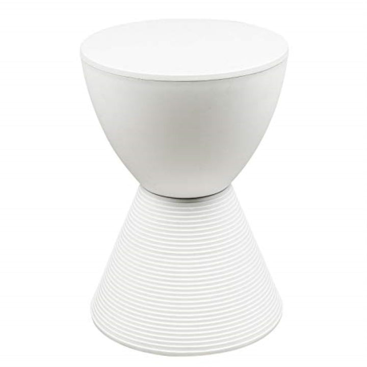 Durant Reversible Drum End Table with Storage – No Assembly Lightweight Accent Side Table for Indoor & Outdoor Use AllModern Color: White