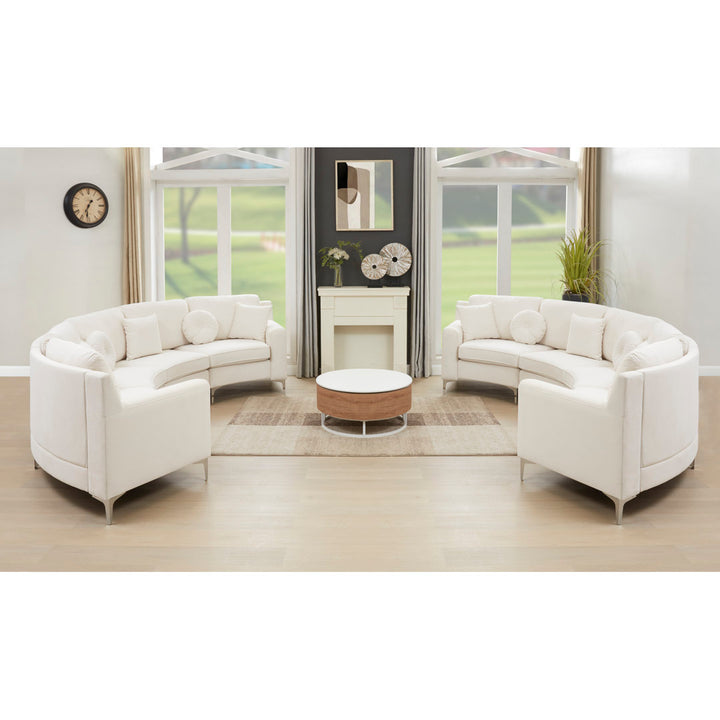 136" Wide Velvet Symmetrical Modular Corner Sectional Legend Vansen Fabric: Beige Velvet