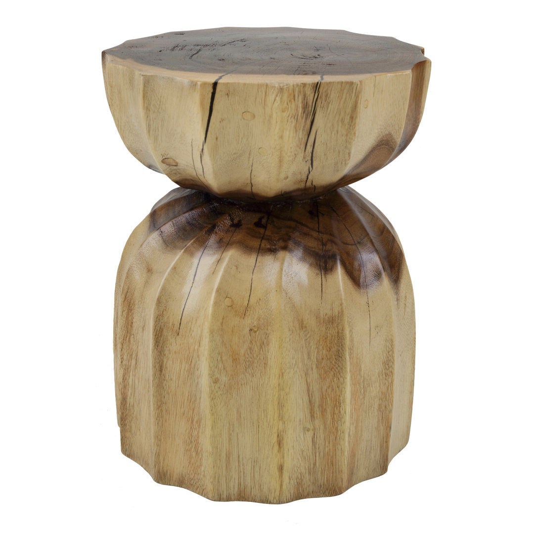 Solid Wood Drum End Table Loon Peak® Color: Natural