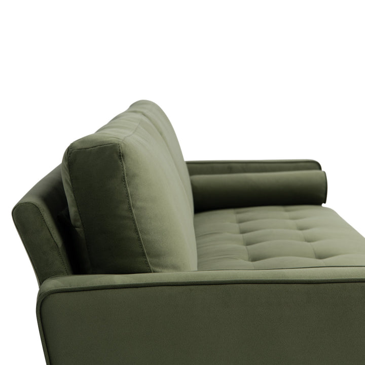 Garren 75.6'' Square Arm Tufted Sofa Mercury Row® Fabric: Green