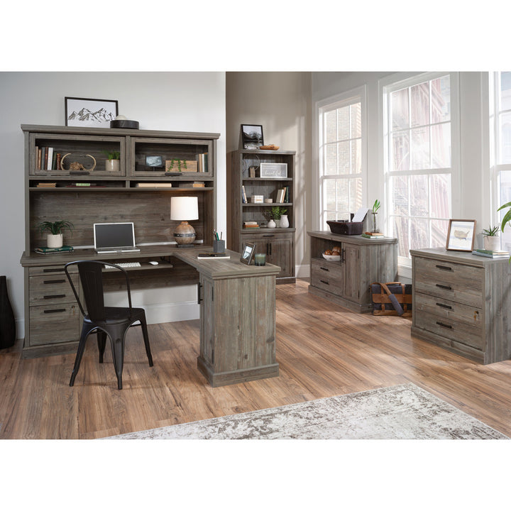 Aspen Post L-Shape Executive Desk Upper Square™ Color: Rustic Gray