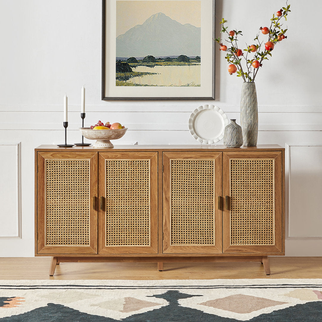 Emily 56.8''Rattan TV Stand With Storage Kelly Clarkson Home Color: Walnut