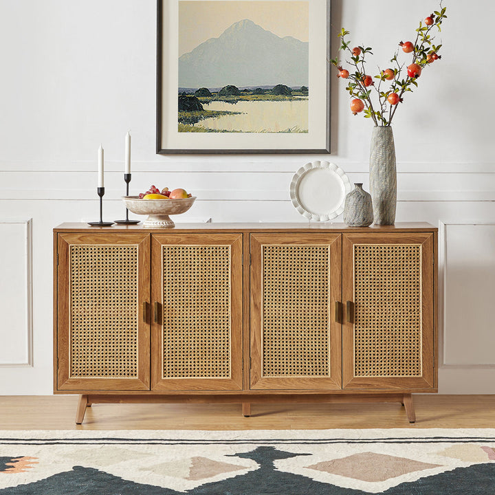 Emily 56.8''Rattan TV Stand With Storage Kelly Clarkson Home Color: Walnut