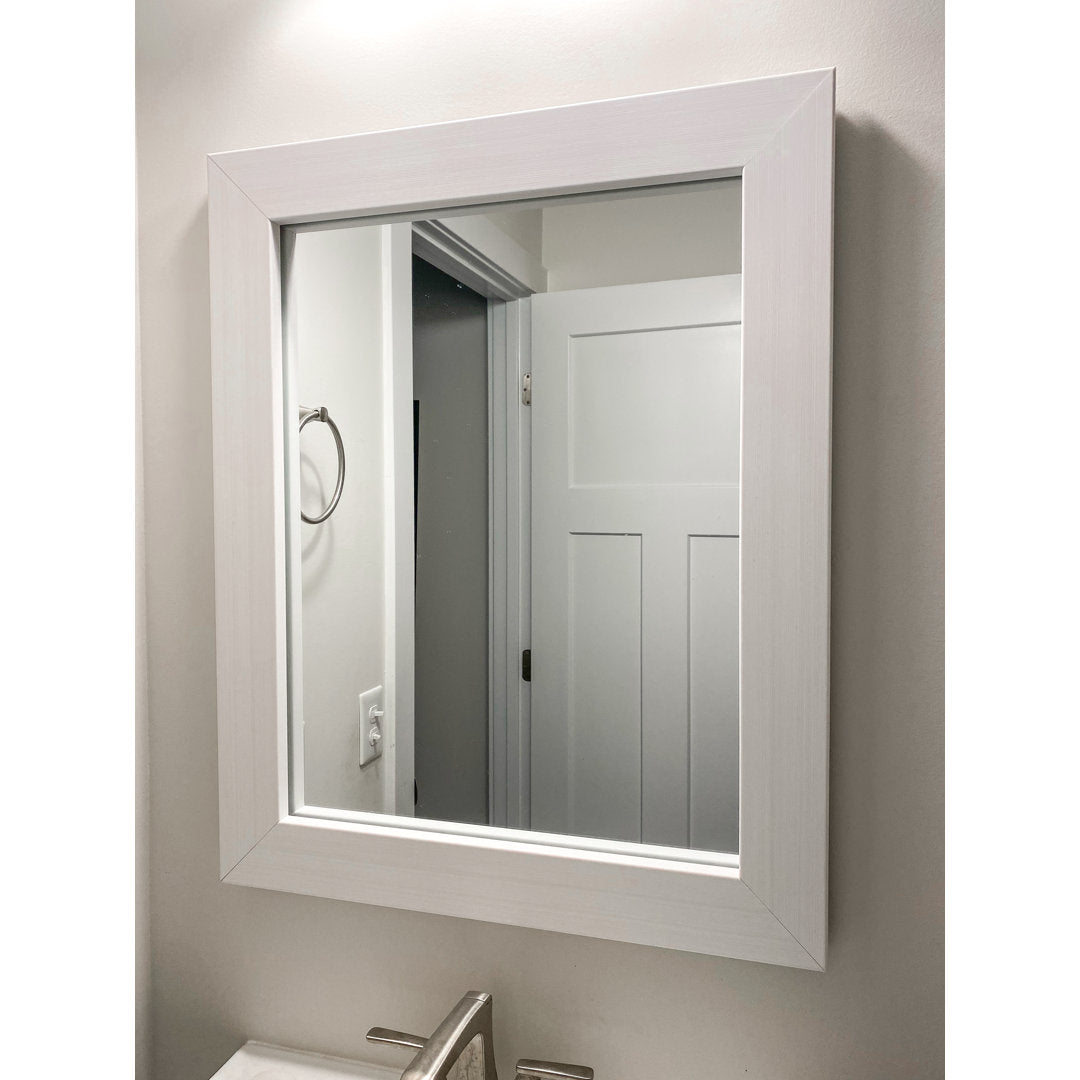Shmuel Wood Framed with Safety Backing Ideal for Bathroom / Vanity Mirror Wade Logan® Size: 30" x 40" Finish: Rustic White