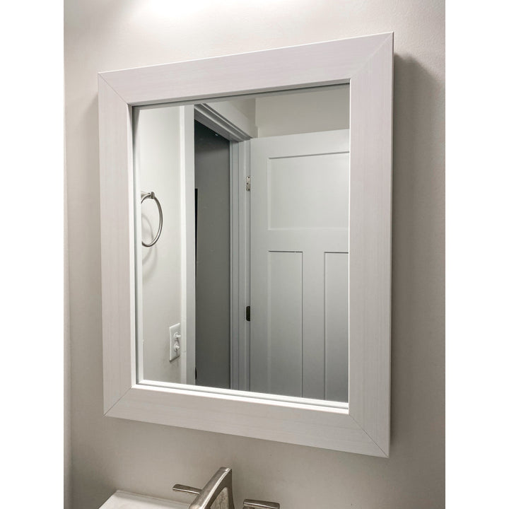 Shmuel Wood Framed with Safety Backing Ideal for Bathroom / Vanity Mirror Wade Logan® Size: 30" x 40" Finish: Rustic White