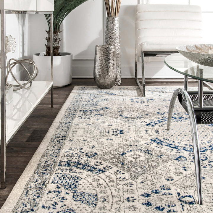Kristine Power Loom Performance Oriental Blue Rug One Allium Way® Rug Size: Rectangle 12' x 15'