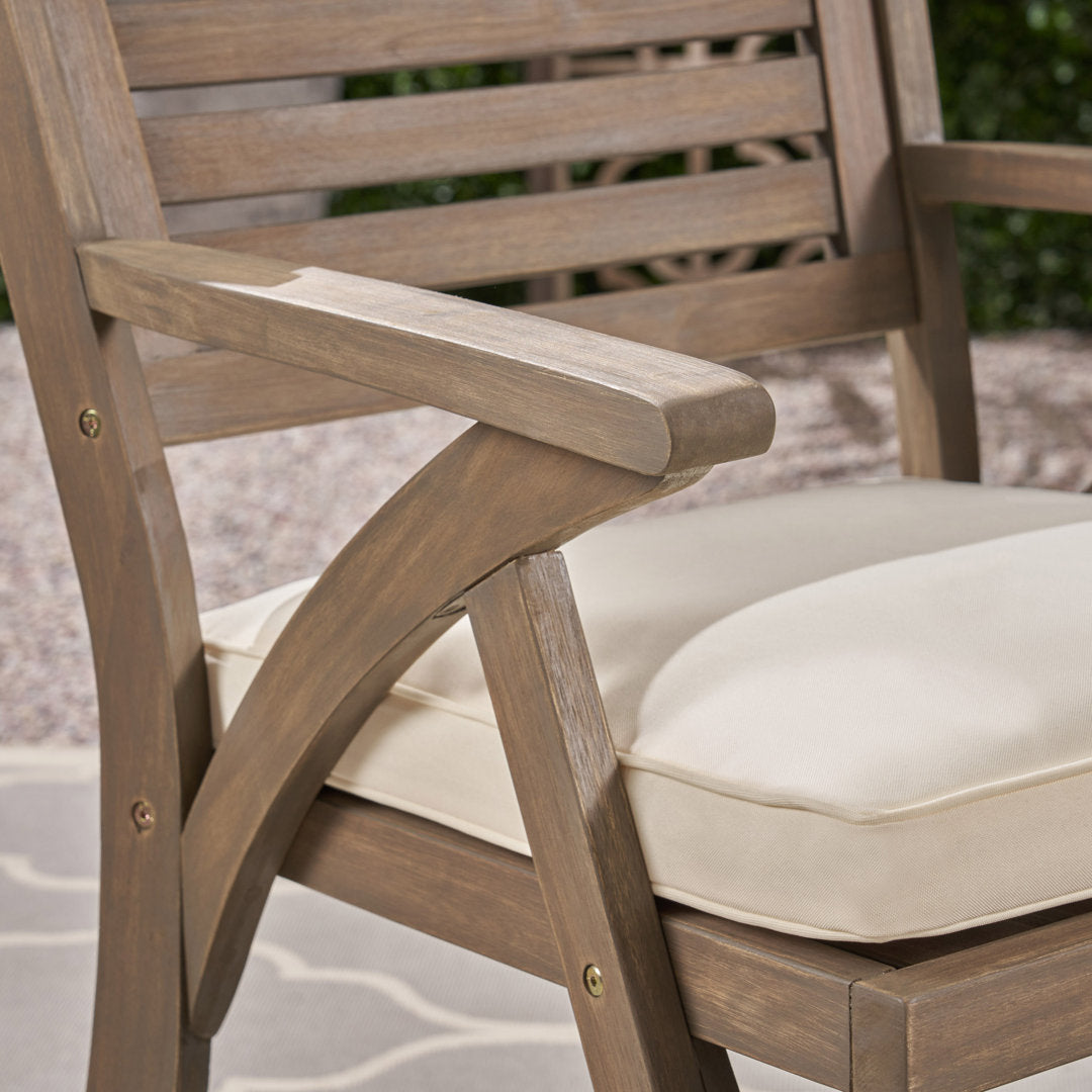 Round 2 - Person 28" Long Bistro Set with Cushions Red Barrel Studio® Frame Color/Cushion Color: Gray Finish Frame/Cream Cushion