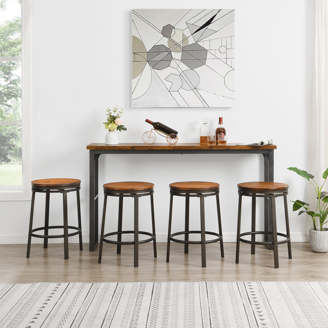 Solid Wood Swivel 24.2" Counter Stool for Dining Room Bistro (Set of 2) Williston Forge