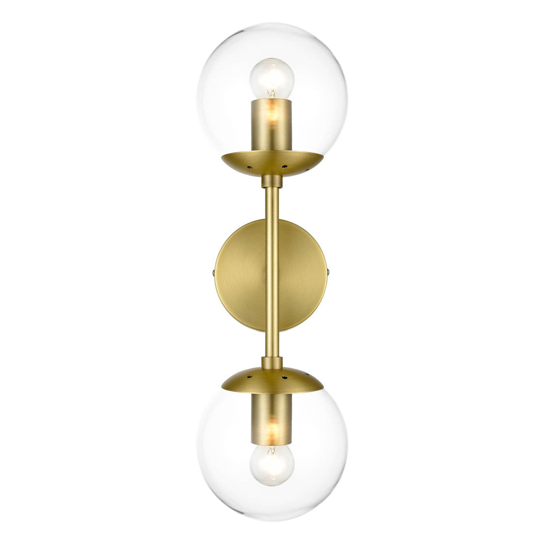 Cournoyer 2-Light Dimmable Wallchiere George Oliver Shade Color: Clear Finish: Brushed Brass