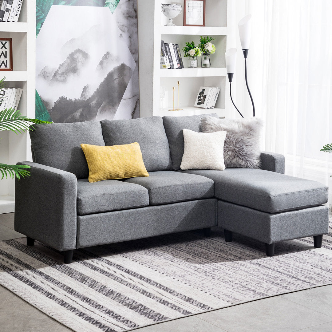 Campbelltown 78.5" Wide Reversible Sofa & Chaise with Ottoman Andover Mills™ Fabric: Gray Polyester Blend