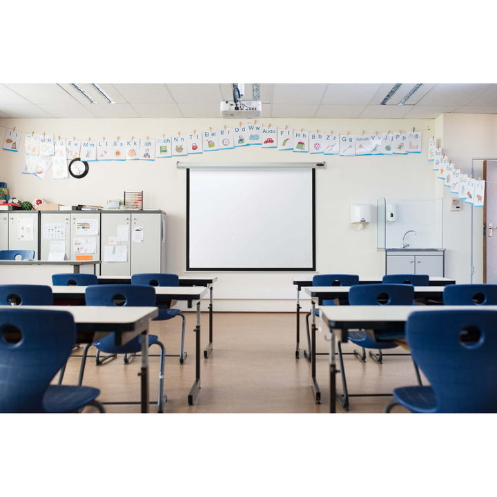 Matte White Manual Ceiling Mounted Projection Screen AARCO Viewing Area: 84" H x 84" W
