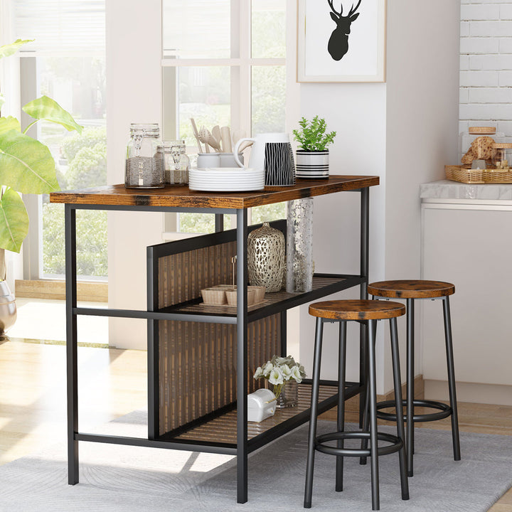 Grondin 47.24" Iron Kitchen Island Set Zipcode Design™ Countertop Finish: Rustic Brown