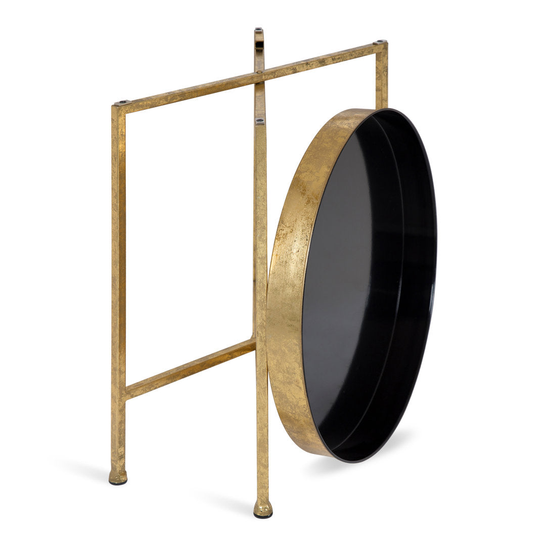 Ekta Tray Top Cross Legs End Table Willa Arlo™ Interiors Table Base Color: Gold, Table Top Color: Black