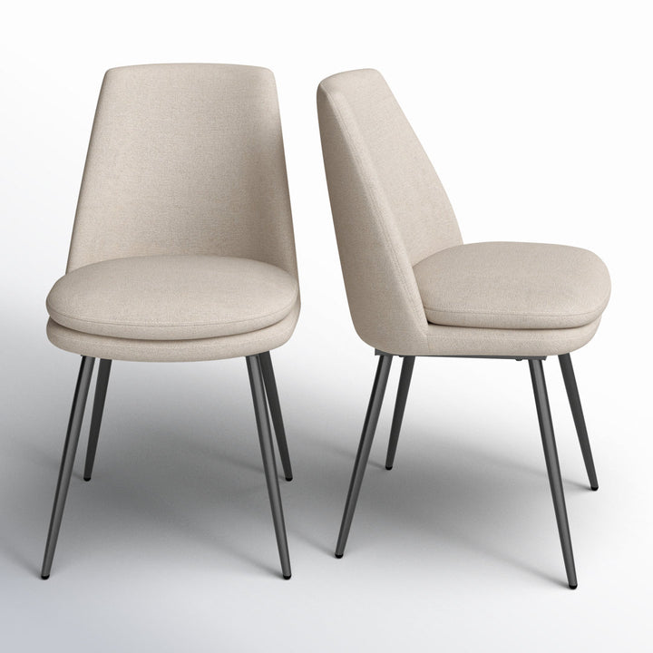 Moeller Upholstered Side Chair (Set of 2) Wade Logan® Upholstery Color: Beige , Leg Color: Iron Gray