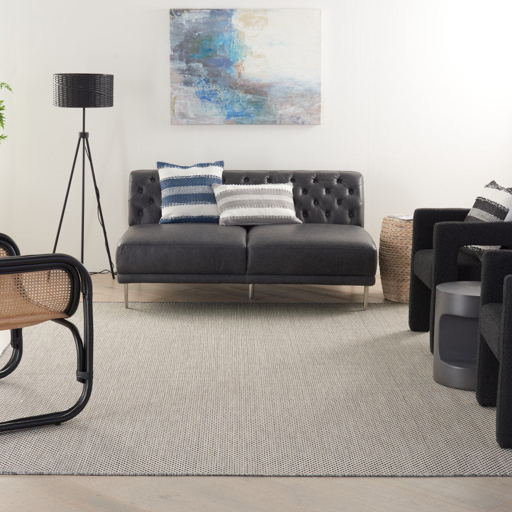Leia Ivory/Charcoal Gray Indoor / Outdoor Area Rug Sand & Stable™ Rug Size: Rectangle 8' x 10'
