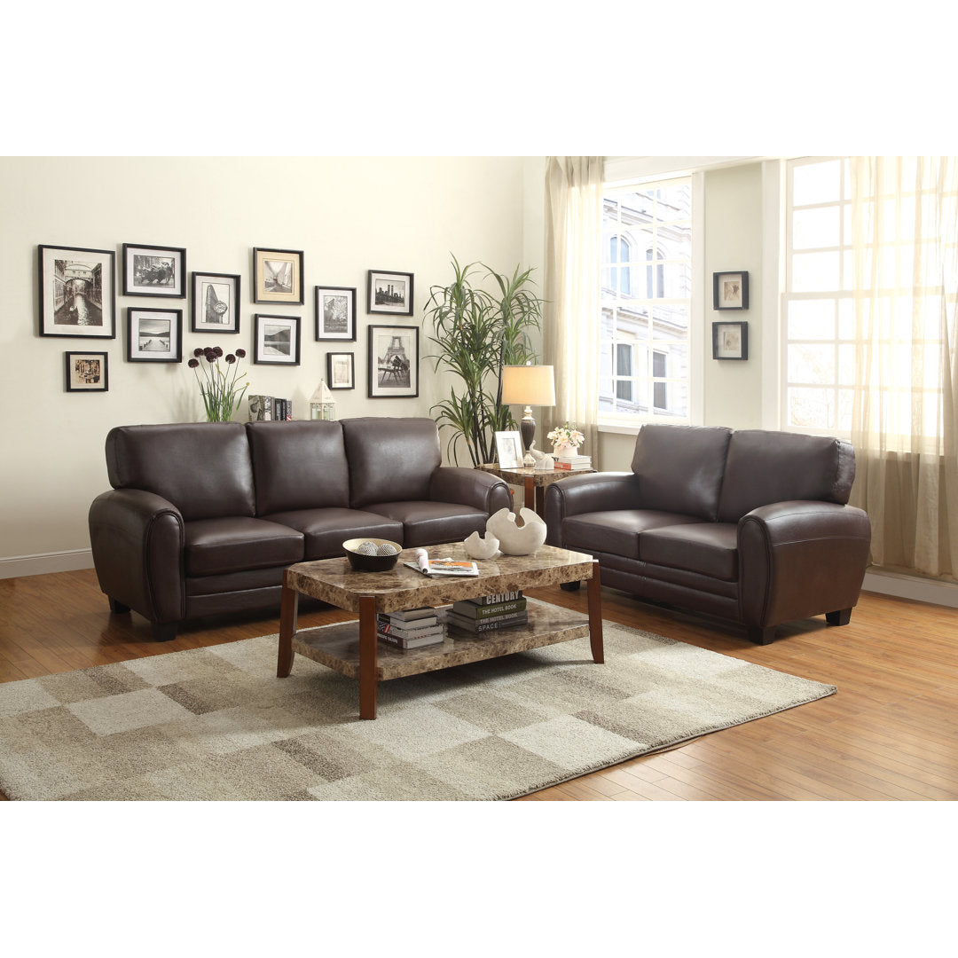 Coombs 85" Faux Leather Round Arm Sofa Lark Manor™ Upholstery Color: Dark