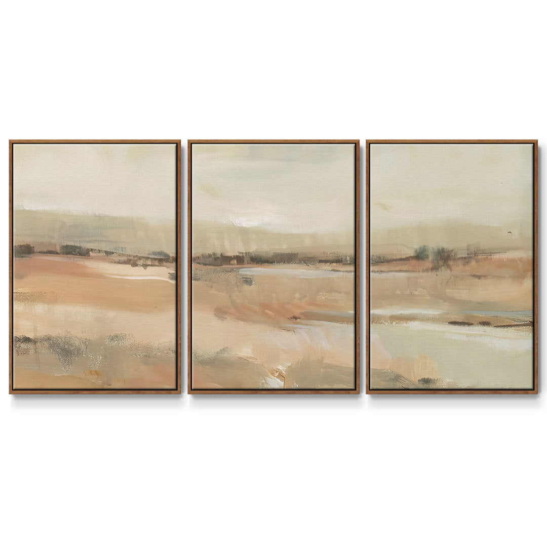 Earth Tone Landscape I - Multi Piece Framed Canvas Wrought Studio™ Size: 40" H x 78" W Format: Walnut Framed