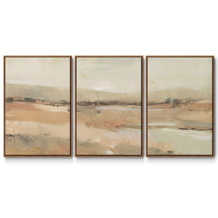 Earth Tone Landscape I - Multi Piece Framed Canvas Wrought Studio™ Size: 40" H x 78" W Format: Walnut Framed