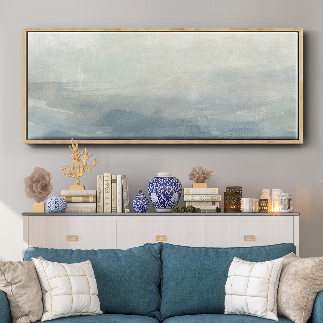 Tone Scape V- Framed Canvas Wrought Studio™ Frame Color: Natural Size: 24" H x 60" W x 1.5" D