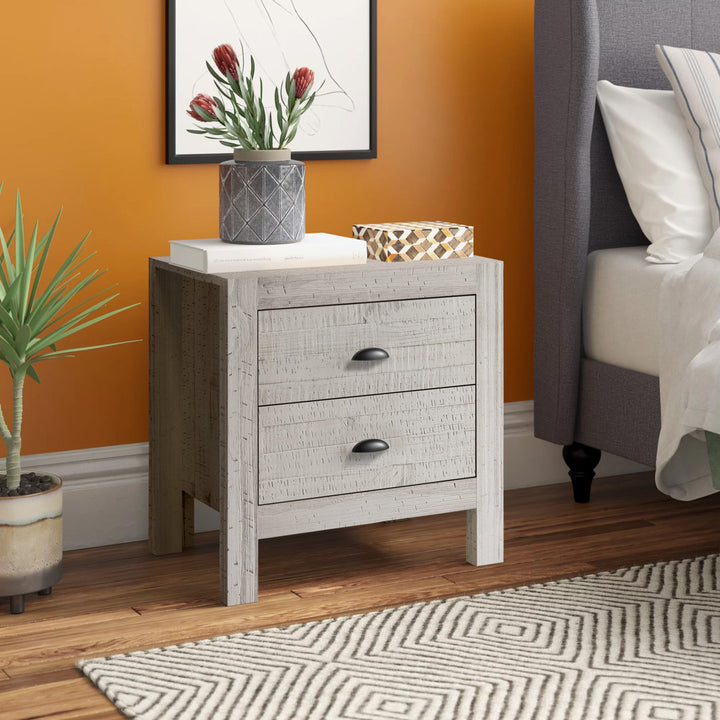 Montauk 2 Drawer Nightstand Grain Wood Furniture Color: Rustic Off-White