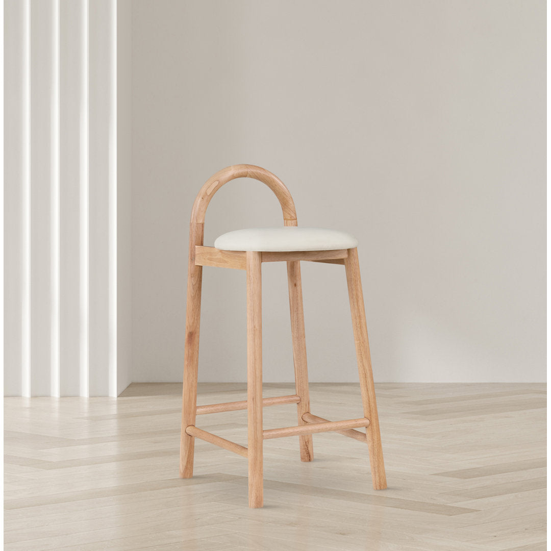 Bartolomea 27" Counter Bar Stool Latitude Run® Frame Color: Natural, Seat Color: Soft Cream Faux Leather