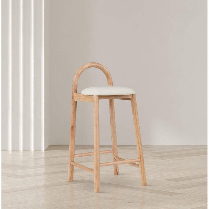 Bartolomea 27" Counter Bar Stool Latitude Run® Frame Color: Natural, Seat Color: Soft Cream Faux Leather