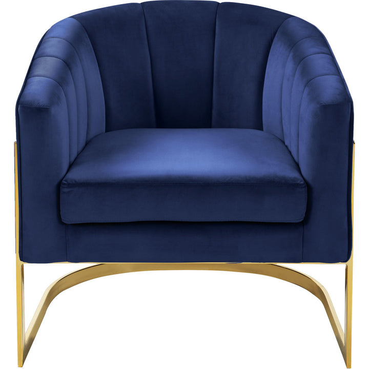 Barnicle 30" Wide Velvet Barrel Chair Everly Quinn Body Fabric: Navy Velvet