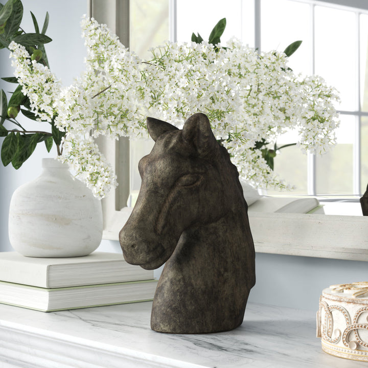 Brewton Horse Wood Carved Table Bust Lark Manor™