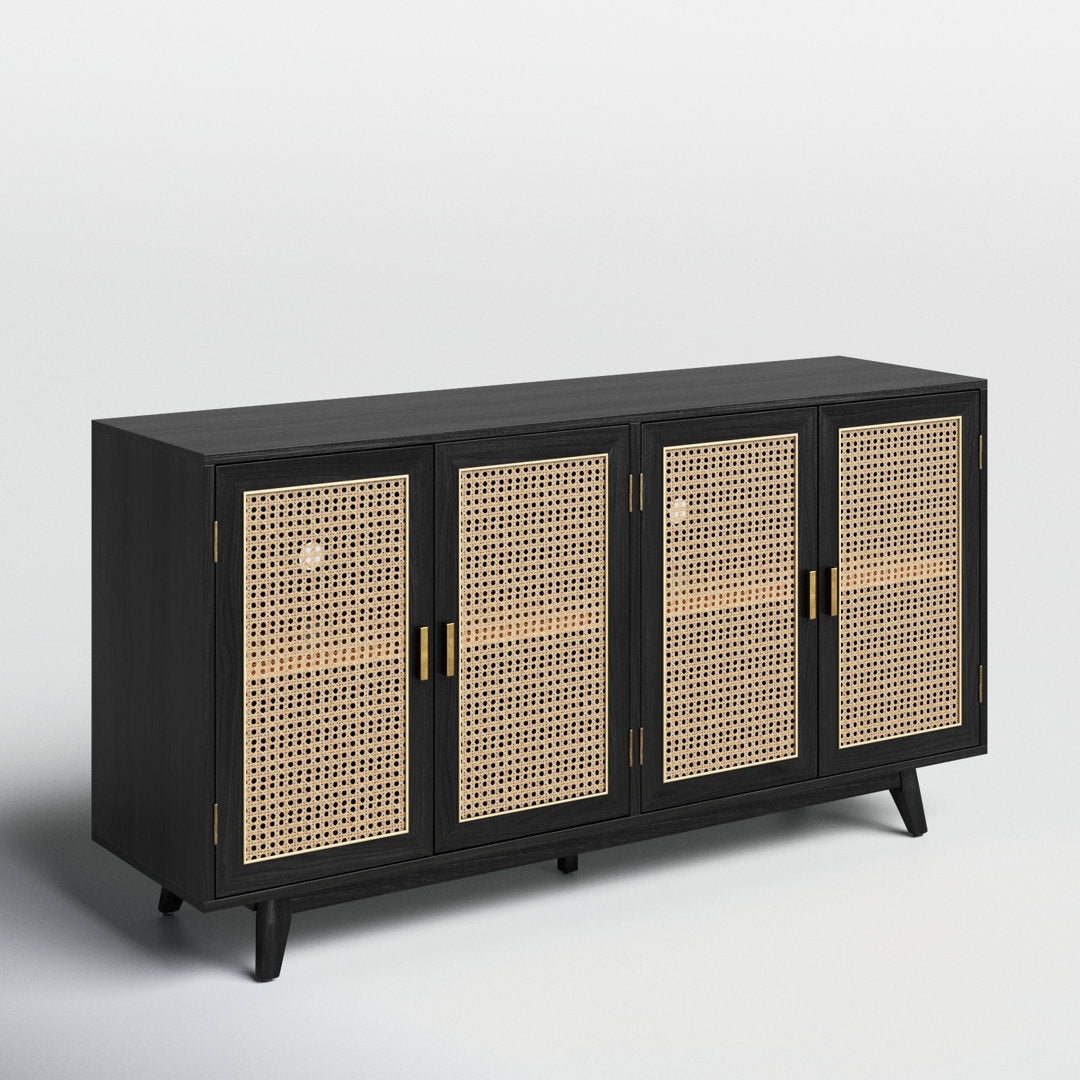 Emily 56.8''Rattan TV Stand With Storage Kelly Clarkson Home Color: Black